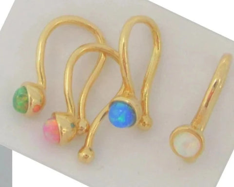 Clitoral Clitorial Clit Hood Bar VCH Gold Opal Faux Clip On No Piercing Needed Inner Outer Labia Stainless Steel Ring Intimate Jewelry - I Love My Piercings!