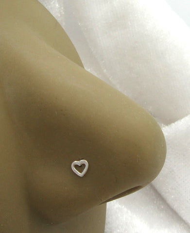 22G Heart Nose Screw Stud Ring Sterling Silver 22 Gauge - I Love My Piercings!