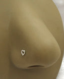 22G Heart Nose Screw Stud Ring Sterling Silver 22 Gauge - I Love My Piercings!