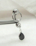 14G Top Down Belly Ring Black Crystal Belly Piercing Reverse Belly Bar Barbell - I Love My Piercings!