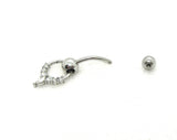 Marquise 14G Reverse Top Down Belly Ring Hoop Belly Piercing Reverse Belly Bar Barbell - I Love My Piercings!