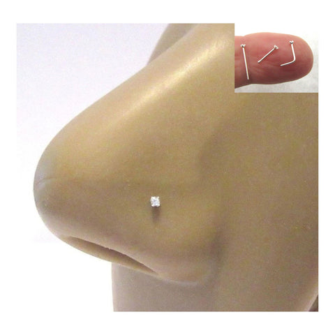 Super Tiny Teeny 1mm Diamond Gem Crystal Claw Set Straight Nose Stud You Bend L Bend Shape Bent Post Pin Jewelry 22 gauge 22G Pin Nostril - I Love My Piercings!