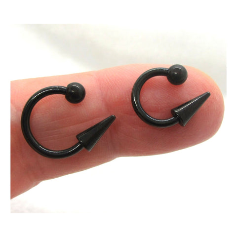 14G Black Snake Bites Labret Lip Ring Long Spike Bottom Side Lip Ring Horseshoe 14 gauge Lip Stud Lip Ring Lip Jewelry - I Love My Piercings!