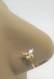 20G Gold Silver Nose Ring Hoop Clear CZ Diamond Crystal Butterfly Nose Ring 20 gauge Nose Jewelry Nostril Ring - I Love My Piercings!