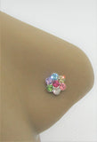 20G Nose Stud Nose Ring Nose Earring CZ Crystal Nose Stud Sterling Silver Flower L Shape Nose Stud 20 gauge Nose Jewelry Nostril Ring - I Love My Piercings!