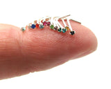 Dainty Tiny 1mm Gem Crystal Claw Set Straight Nose Stud Bent L Shape Stud Post Pin Jewelry 22 gauge 22G Pin Nostril - I Love My Piercings!