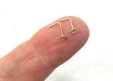 Claw Set Straight Nose Stud L Shape Bent Post Pin Jewelry 22 gauge 22G Nose Jewelry Rose Gold 2mm Diamonds - I Love My Piercings!