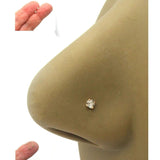 Claw Set Straight Nose Stud L Shape Bent Post Pin Jewelry 22 gauge 22G Nose Jewelry Rose Gold 2mm Diamonds - I Love My Piercings!