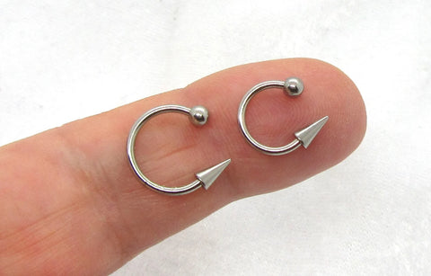 Pair 16G Snake Bites Labret Lip Ring Long Spike Bottom Side Lip Ring Horseshoe 16 Gauge Lip Stud Lip Ring Lip Jewelry 6mm Spike - I Love My Piercings!