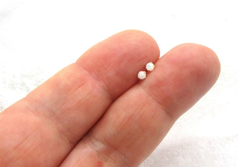 22G White Opal Sterling Silver L Shape Nose Stud Ring Nose Earrings 22 gauge 2mm 2.5mm 22G Nose Jewelry Pin Nostril - I Love My Piercings!
