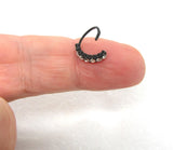 20G Black Nose Jewelry Nose Ring Hoop 20g 20 gauge Gem Nose Ring Nose Hoop 8mm Diameter Nostril Nose Stud