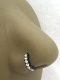 20G Black Nose Jewelry Nose Ring Hoop 20g 20 gauge Gem Nose Ring Nose Hoop 8mm Diameter Nostril Nose Stud