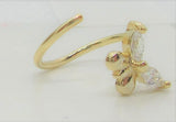 20G Gold Silver Nose Ring Hoop Clear CZ Diamond Crystal Butterfly Nose Ring 20 gauge Nose Jewelry Nostril Ring - I Love My Piercings!