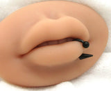 14G Black Snake Bites Labret Lip Ring Long Spike Bottom Side Lip Ring Horseshoe 14 gauge Lip Stud Lip Ring Lip Jewelry - I Love My Piercings!