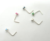 22G Opal White Pink Blue Green Nose Stud L Shape Nose Ring Jewelry Pin Earring 22 Gauge - I Love My Piercings!