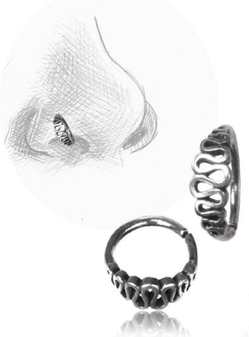 Sterling Silver Spiral Wave Seamless Nose Hoop 18 gauge 18g 8 mm Diameter - I Love My Piercings!