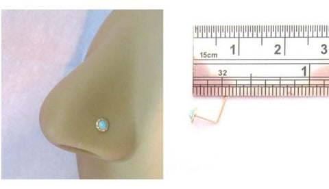 10K Yellow Gold Turquoise Wrapped Ornate Nose Stud L Shape Pin 22 gauge 22g - I Love My Piercings!