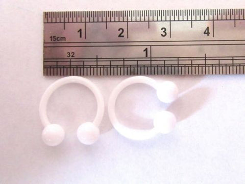 White No Metal Allergy Sensitive Retainers Horseshoes Hoops Balls 14 gauge 14g - I Love My Piercings!