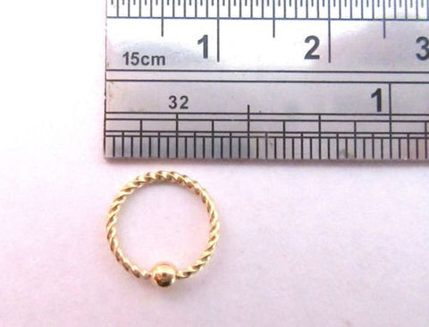 Gold Titanium Twisted Cartilage Daith Piercing Seamless Hoop 18 gauge 18g 8 mm - I Love My Piercings!