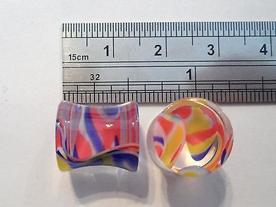 Pair COLORFUL Double Flare Ear Lobe Plugs 00 gauge 00g - I Love My Piercings!