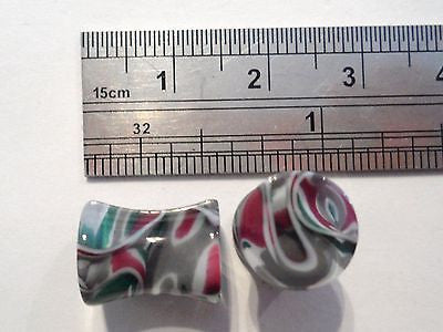 Pair COLORFUL Double Flare Ear Lobe Plugs 0 gauge 0g - I Love My Piercings!