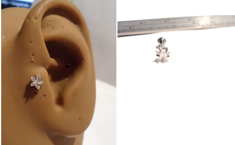 Surgical Steel Star Clear CZ Cartilage Tragus Straight Barbell Stud 16 gauge - I Love My Piercings!