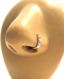 Surgical Steel 3 Clear CZ Crystal Bent L Shape Nose Ring Stud Hoop 20 gauge 20g - I Love My Piercings!