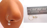 Gold Plated India Style Clear Crystal Dangle Nose Hoop 22 gauge 22g - I Love My Piercings!