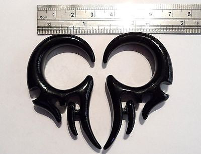 Pair 2 pieces Black Tribal Acrylic Spiral Tapers Lobe Plugs 00 gauge 00g - I Love My Piercings!