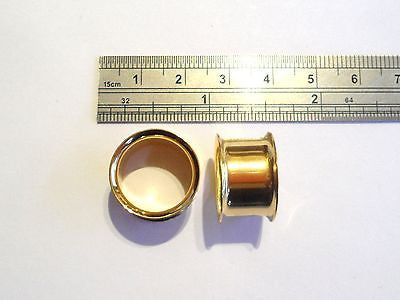 Pair GOLD TITANIUM Ear Lobe Tunnels 5/8 inch Flared - I Love My Piercings!