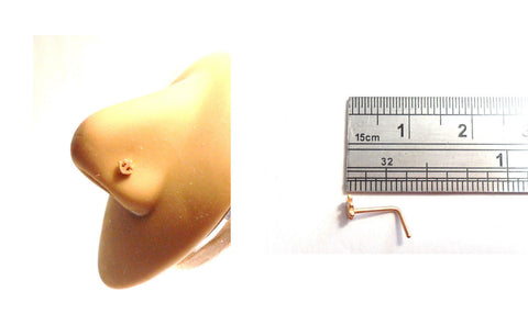 18k Rose Gold Plated Nose Stud Pin Ring L Shape Anchor 20 gauge 20g - I Love My Piercings!