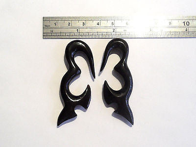 BLACK HORN Dangle Plugs Tapers Lobe Rings 0 gauge 0g - I Love My Piercings!