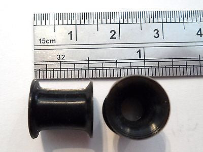 2 pieces Pair Black Silicone Flexible Double Flare Lobe Tunnels 0 gauge 0g - I Love My Piercings!