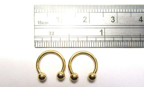 Pair Gold Titanium Horse Shoes Horseshoes Half Hoop Cartilage Rings 16 gauge - I Love My Piercings!