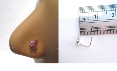Sterling Silver Nose Stud Ring L Shape Post PurpleTriiple CZ 20 gauge 20g - I Love My Piercings!