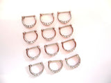 12 Pc Clear Crystal Nose Septum Clickers Rings Hoops Straight Post 16 gauge 16g - I Love My Piercings!