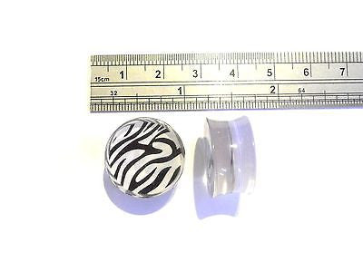 ZEBRA STRIPE Acrylic Double Flare Plugs Gauges 18mm - I Love My Piercings!