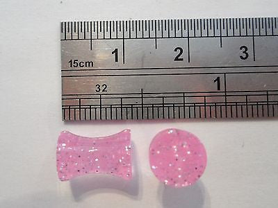 New SPARKLE GLITTER Double Flare Plugs 4 gauge PINK - I Love My Piercings!