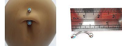 Stainless Steel Shorter Post Thinner Belly Ring Baby Blue Opal 16 gauge 16g - I Love My Piercings!