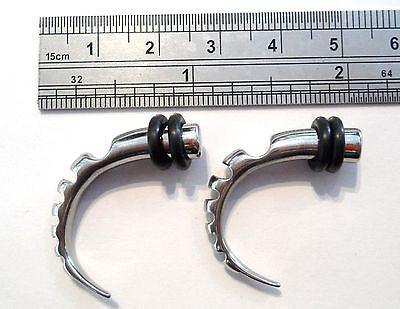 New Pair Tribal Notch Surgical Stainless Steel Curved Plugs 4g 4 gauge - I Love My Piercings!