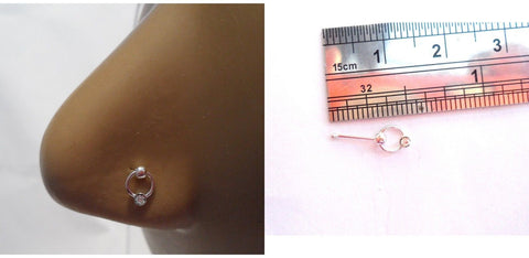 Sterling Silver Nose Bone Stud Pin Ball End Clear CZ Hoop Dangle 22 gauge 22g - I Love My Piercings!