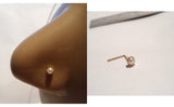 10K Gold Claw Set Pronged White Pearl L Shape Nose Pin Stud Ring 22 gauge 22g - I Love My Piercings!