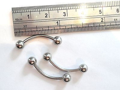 3 Surgical Steel Curved Barbells 4mm Balls 5/8 inch Length 14 gauge 14g - I Love My Piercings!