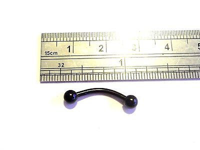 CURVED Barbell 14 gauge 1/2 inch 12mm BLACK TITANIUM - I Love My Piercings!