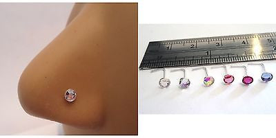 6 Sterling Silver 3mm Crystal Flat Back Sits Flush Nose Studs 22 gauge 22g - I Love My Piercings!