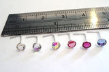 6 Sterling Silver 3mm Crystal Flat Back Sits Flush Nose Studs 22 gauge 22g - I Love My Piercings!