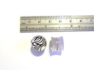 ZEBRA STRIPE Double Flare Acrylic Plugs 1/2 inch - I Love My Piercings!