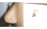 10K Yellow Gold 4 Petal Flower Clear CZ Nose Screw Curl Twist Post 20 gauge 20g - I Love My Piercings!