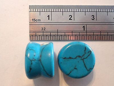 TURQUOISE STONE Flared Plugs ORGANIC NATURAL 1/2 inch - I Love My Piercings!
