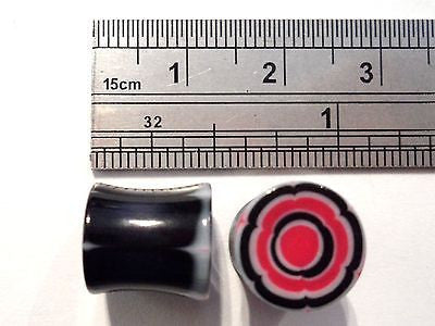 New RED FLOWER Acrylic Double Flare Plugs 00 gauge 00g - I Love My Piercings!